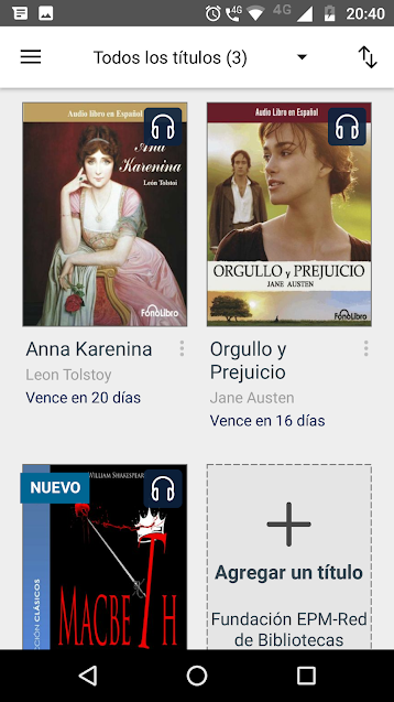 Lista de audiolibros prestados.
